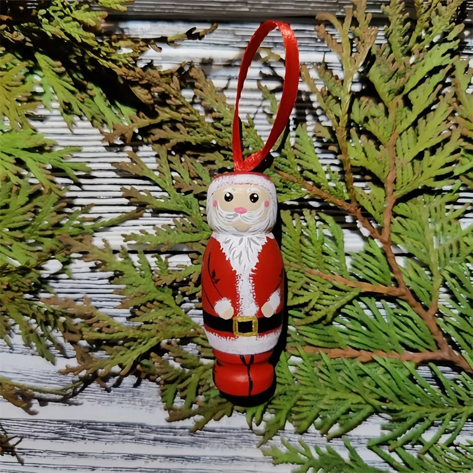Funny Wooden Santa Ornament