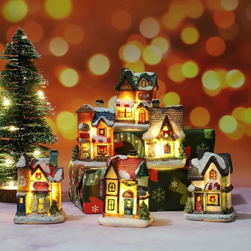 Small Resin Christmas House Decoration